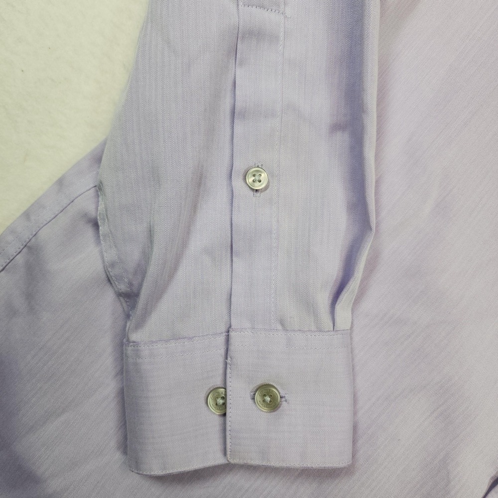 Calvin Klein Mens 15.5 32 33 Purple Herringbone Slim Fit Non Iron Dress Shirt - Picture 5 of 10